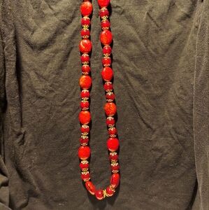 Elegant Red Beaded Necklace
